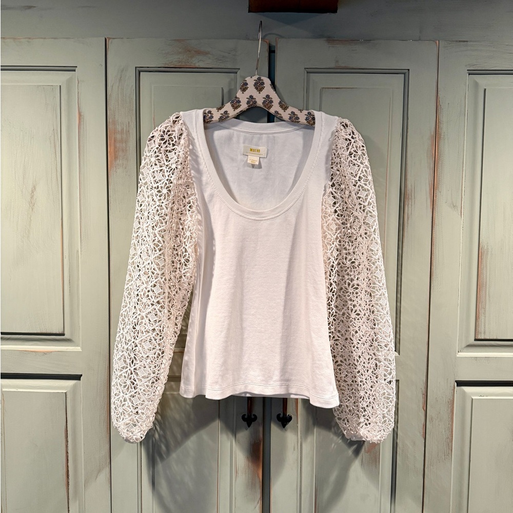 Maeve Off White Lace Sleeve Blouse